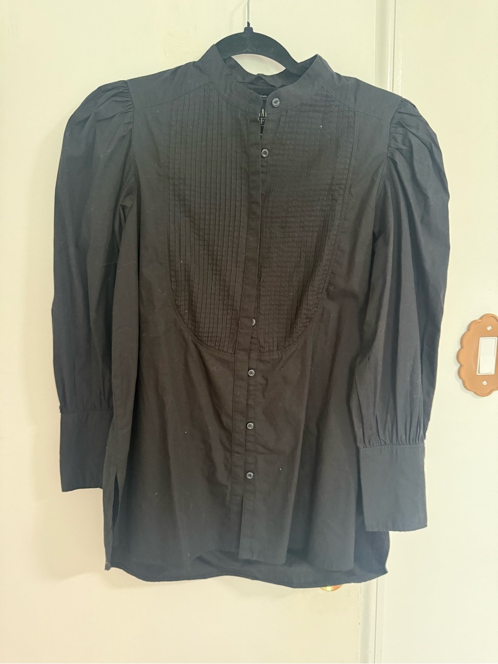 GAP Black Pintuck Front Button-Down Blouse